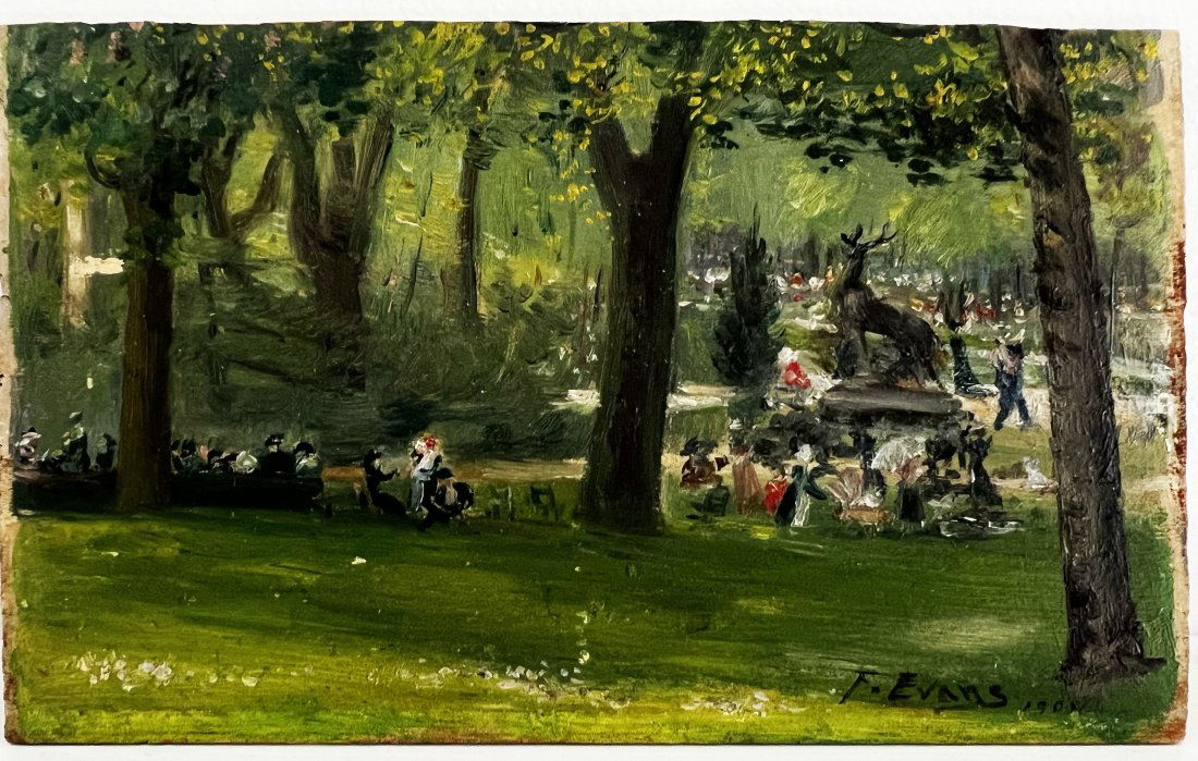 Early American Impressionist Signed 1907 F. Evans Original Landscape Oil Painting (1 of 8)