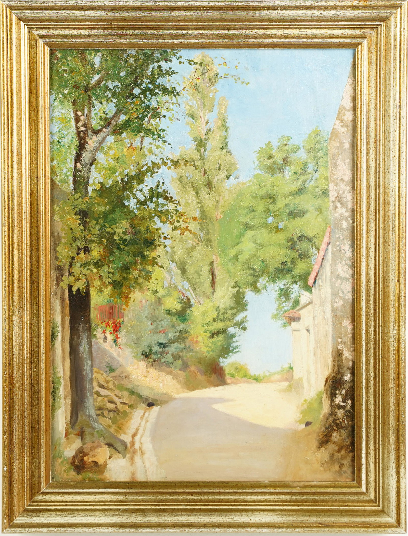 Antique French Impressionist Framed Landscape Oil Painting: Oil on canvas. Framed. Image size, 18H x 13L.