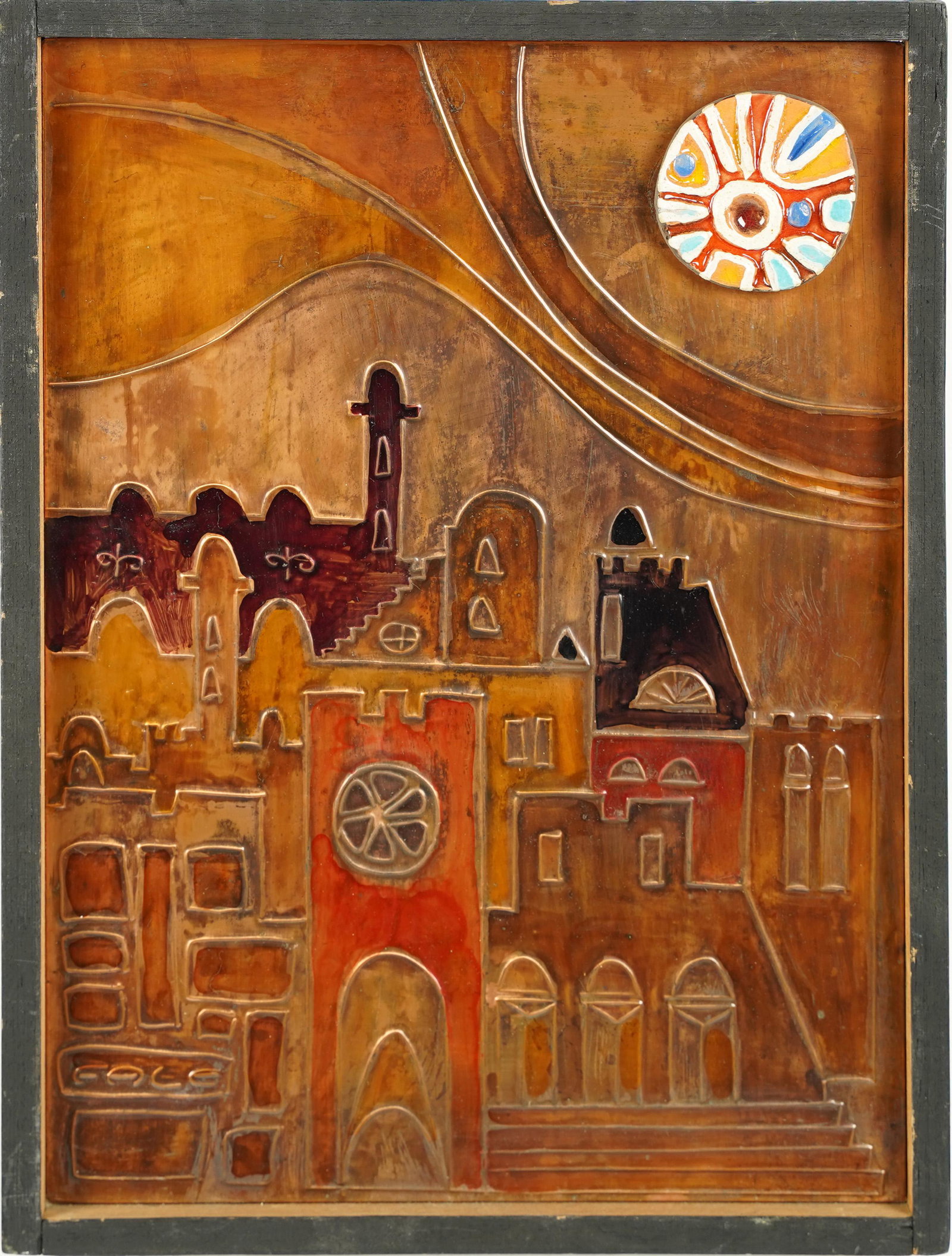 American School Modernist Mixed Media Assemblage Cityscape (1 of 4)