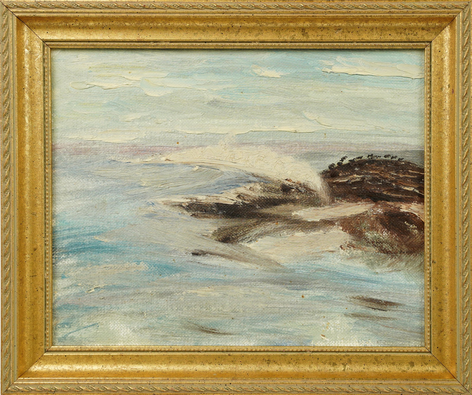 Antique American Impressionist Seascape: Image size, 10L x 8H.