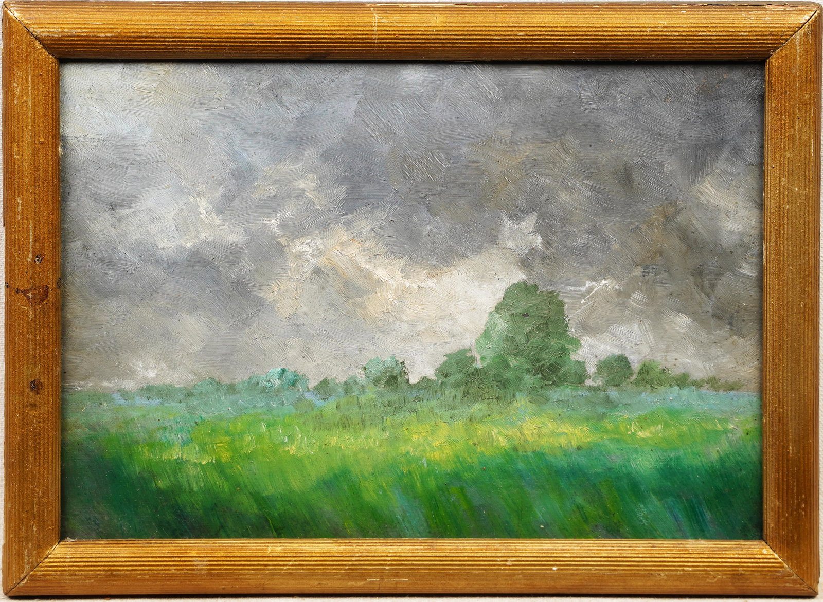 Antique Finely Painted American Modernist Lighting Strike Landscape Whistler Frame Oil Painting (1 of 6)