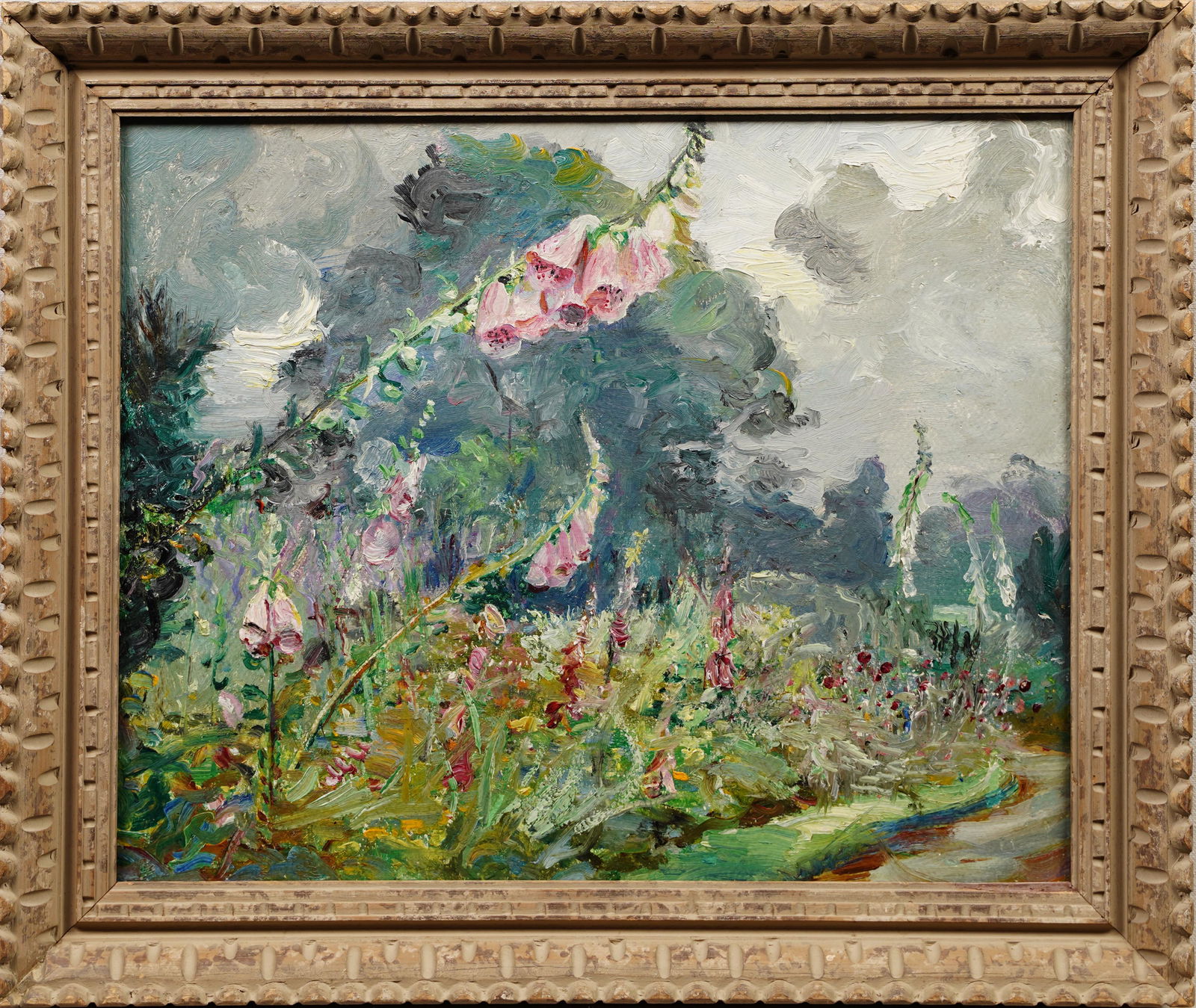 Carle Boog Listed Impressionist Flower Garden Landscape Framed Oil Painting (1 of 5)