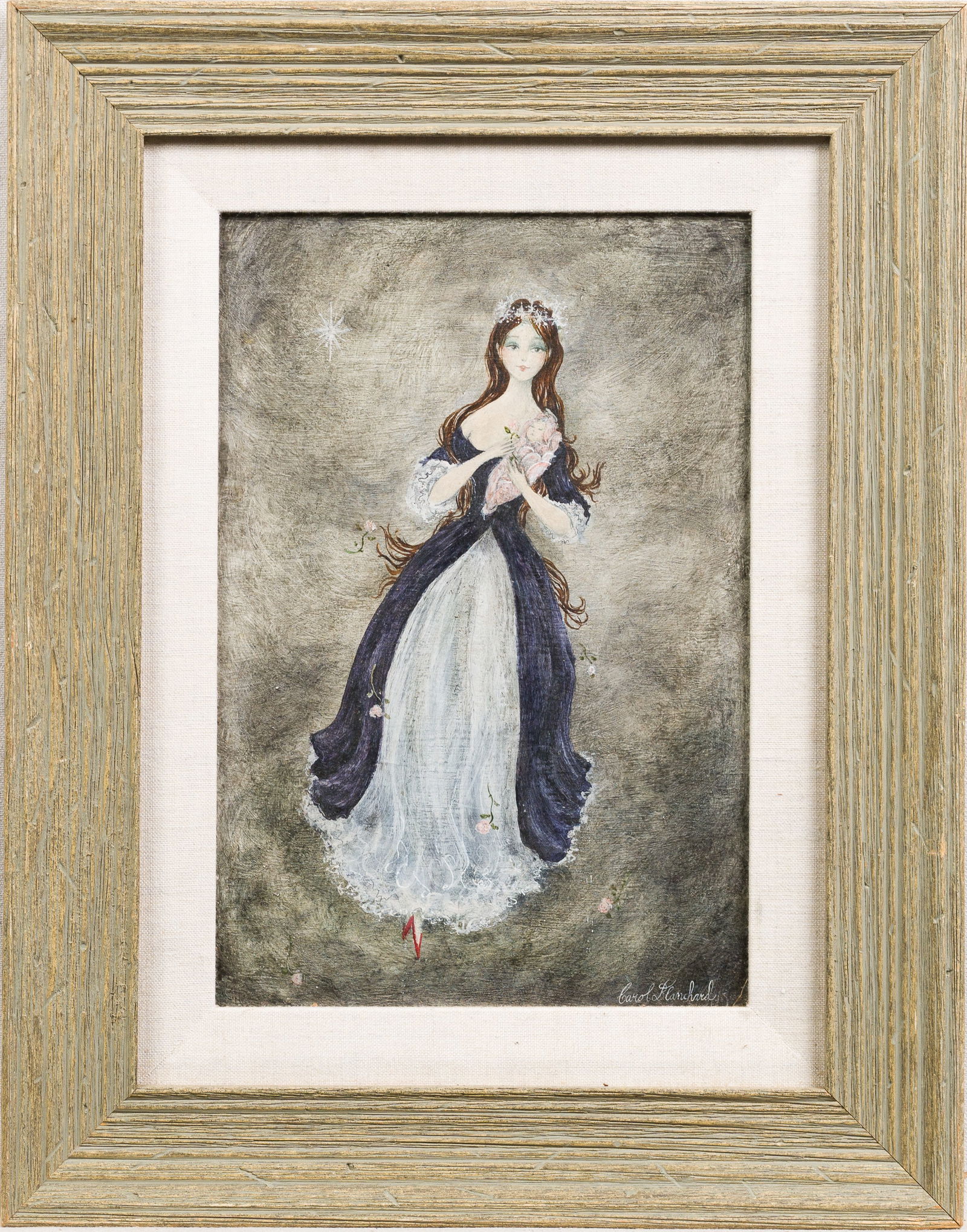 Carol Blanchard b. 1918 Antique American Modernist Mother & Daughter Portrait Oil Painting (1 of 7)