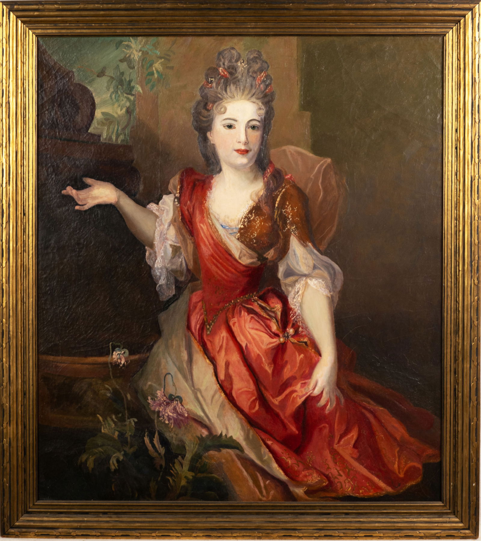 Large Antique Southern Beauty American School Young Woman Portrait Oil Painting Framed (1 of 6)