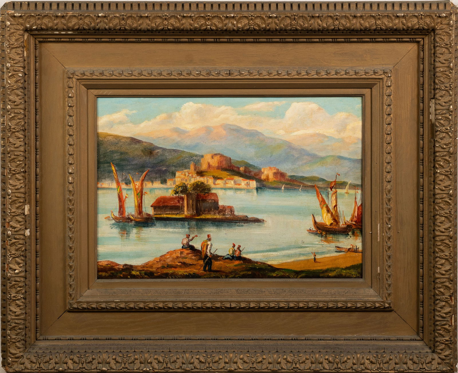 19th Century Orientalist Ganges River Boats Signed Finely Framed Oil Painting (1 of 7)