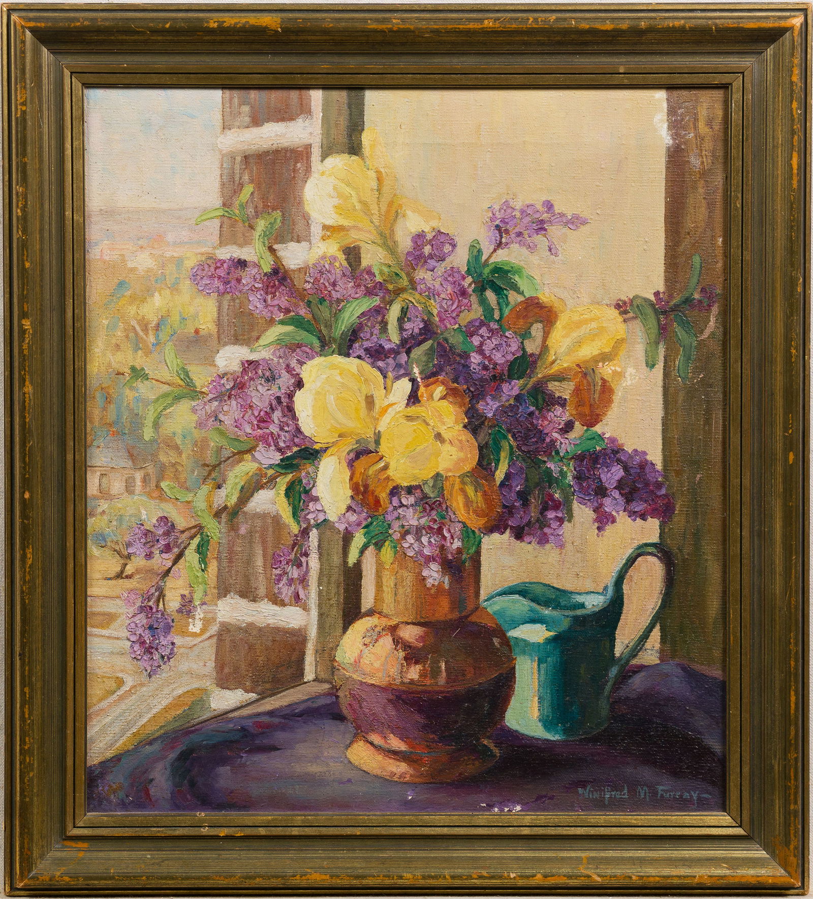 Winifred M. Furray B1888 Signed Oklahoma Southern School Impressionist Still Life Oil Painting (1 of 6)