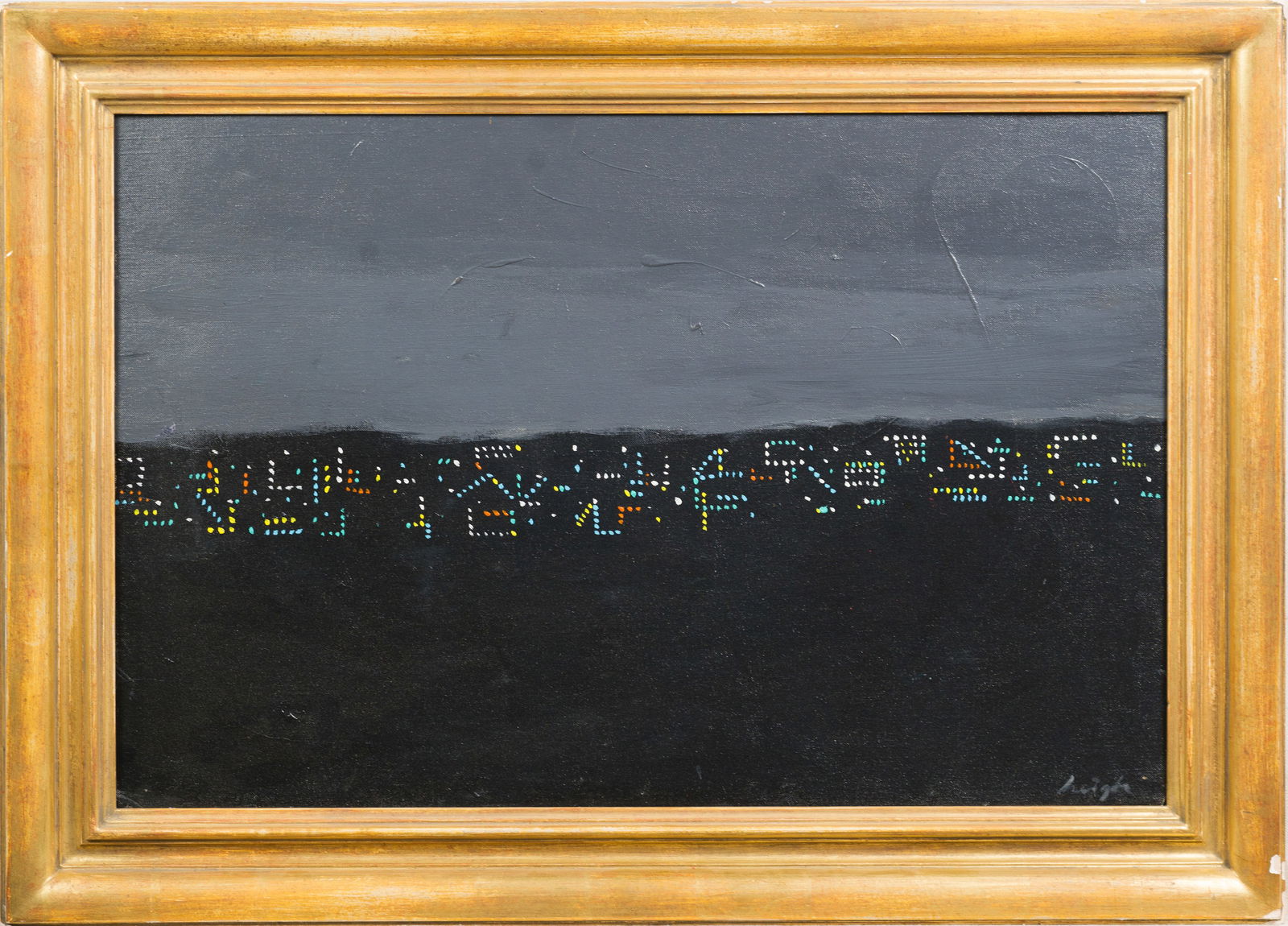 Rare American School Modernist Abstract Cityscape Framed Signed Oil Painting (1 of 6)