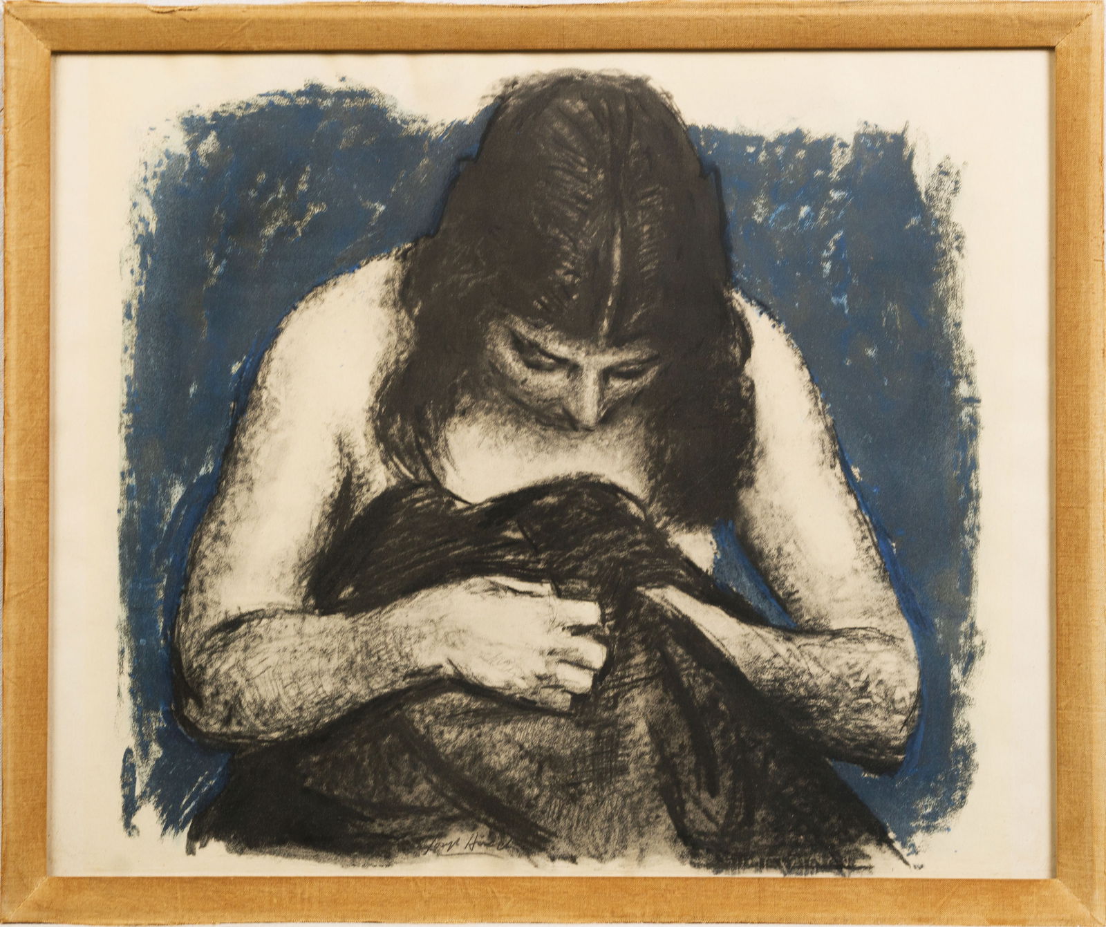 Vintage American School Portrait Woman Signed Drawing (1 of 6)