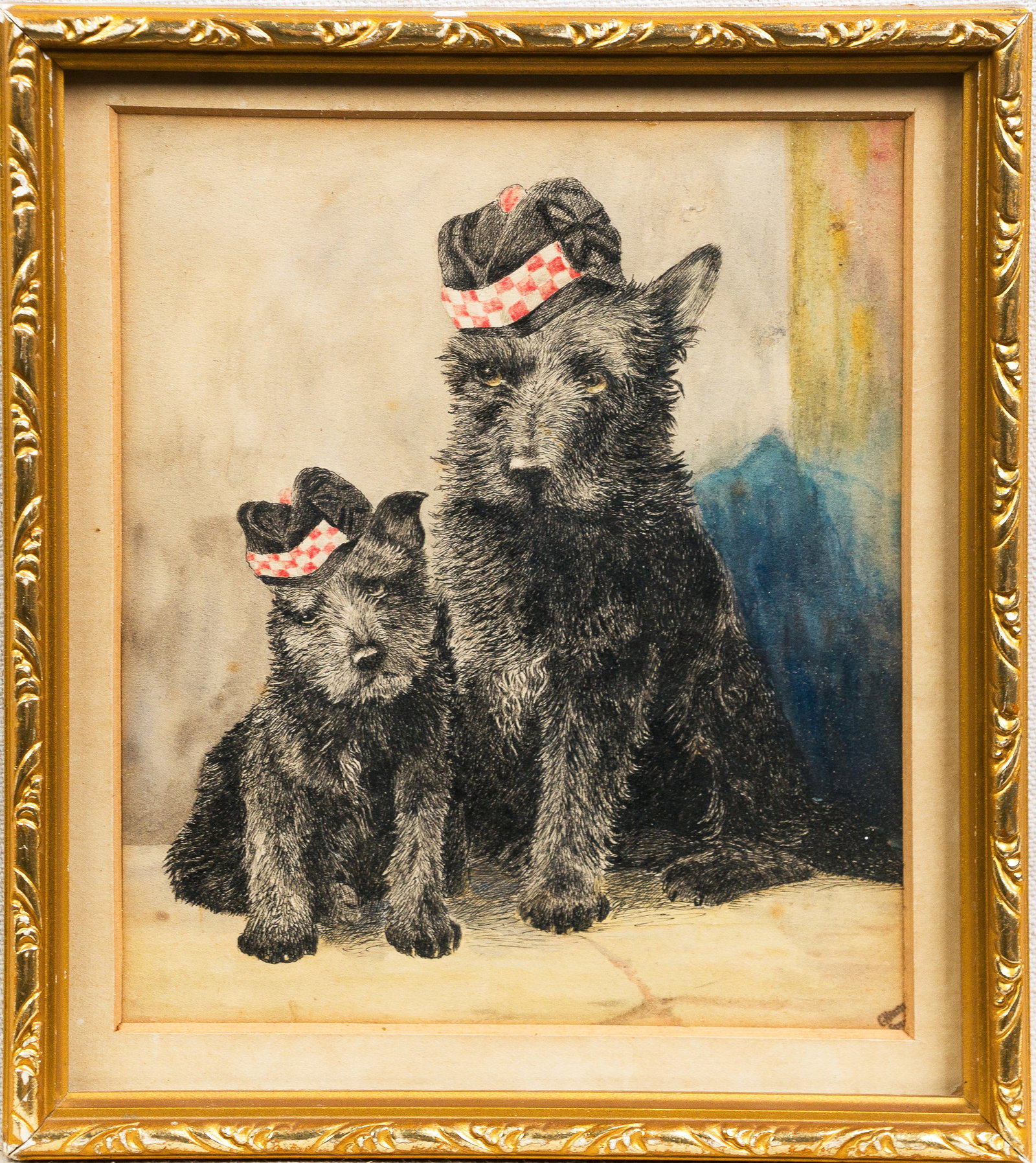 Vintage Mixed Media Framed Scottie Dog (1 of 5)