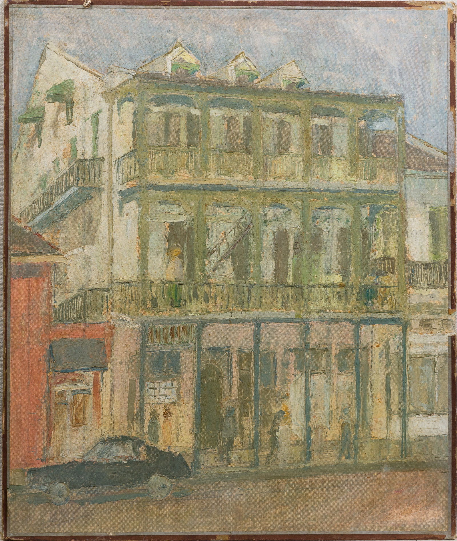 Impressive Early American Impressionist New Orleans Street Scene Oil Painting (1 of 5)