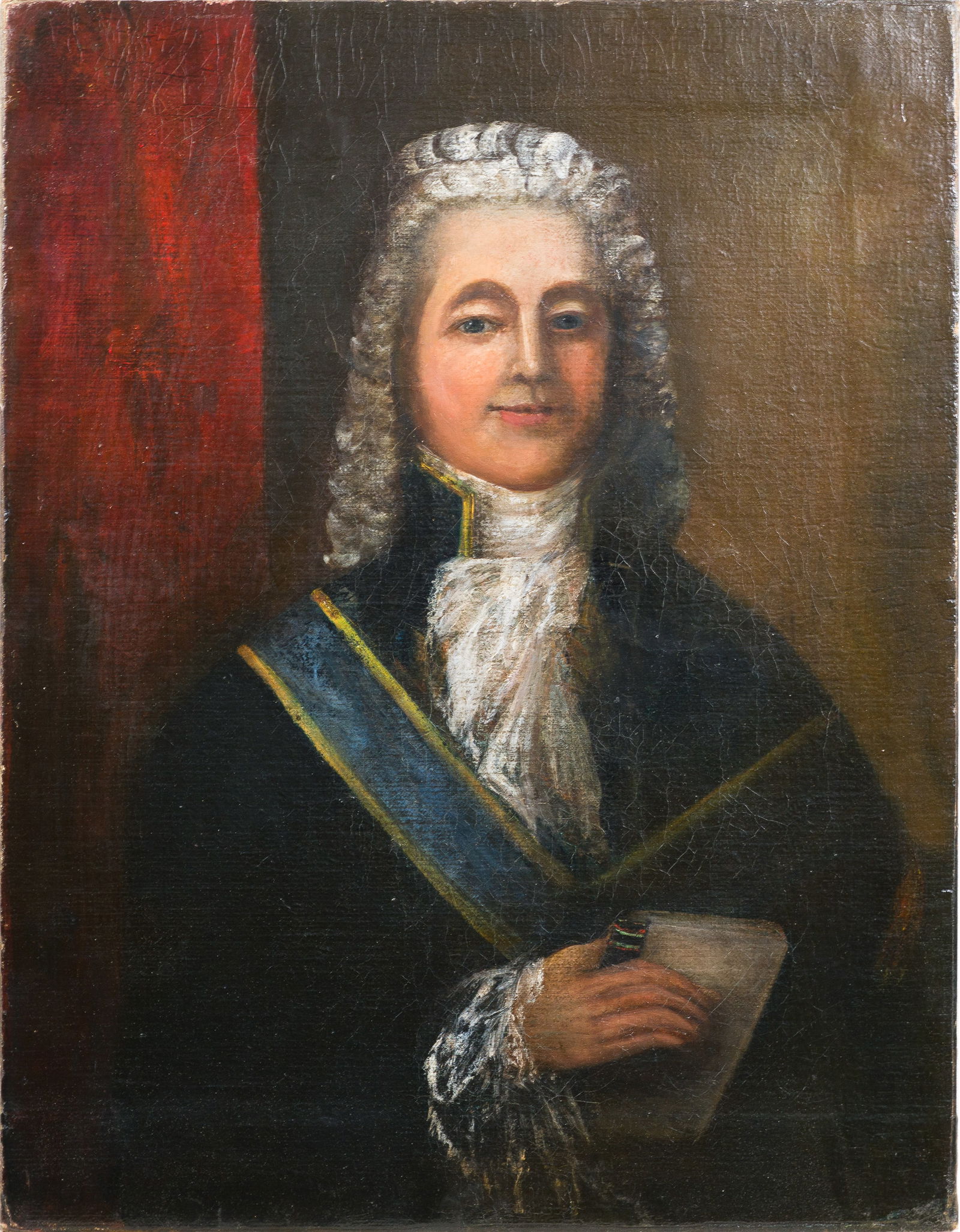 Antique European 18th Century Old Master Male Portrait High Society Large Oil Painting (1 of 4)