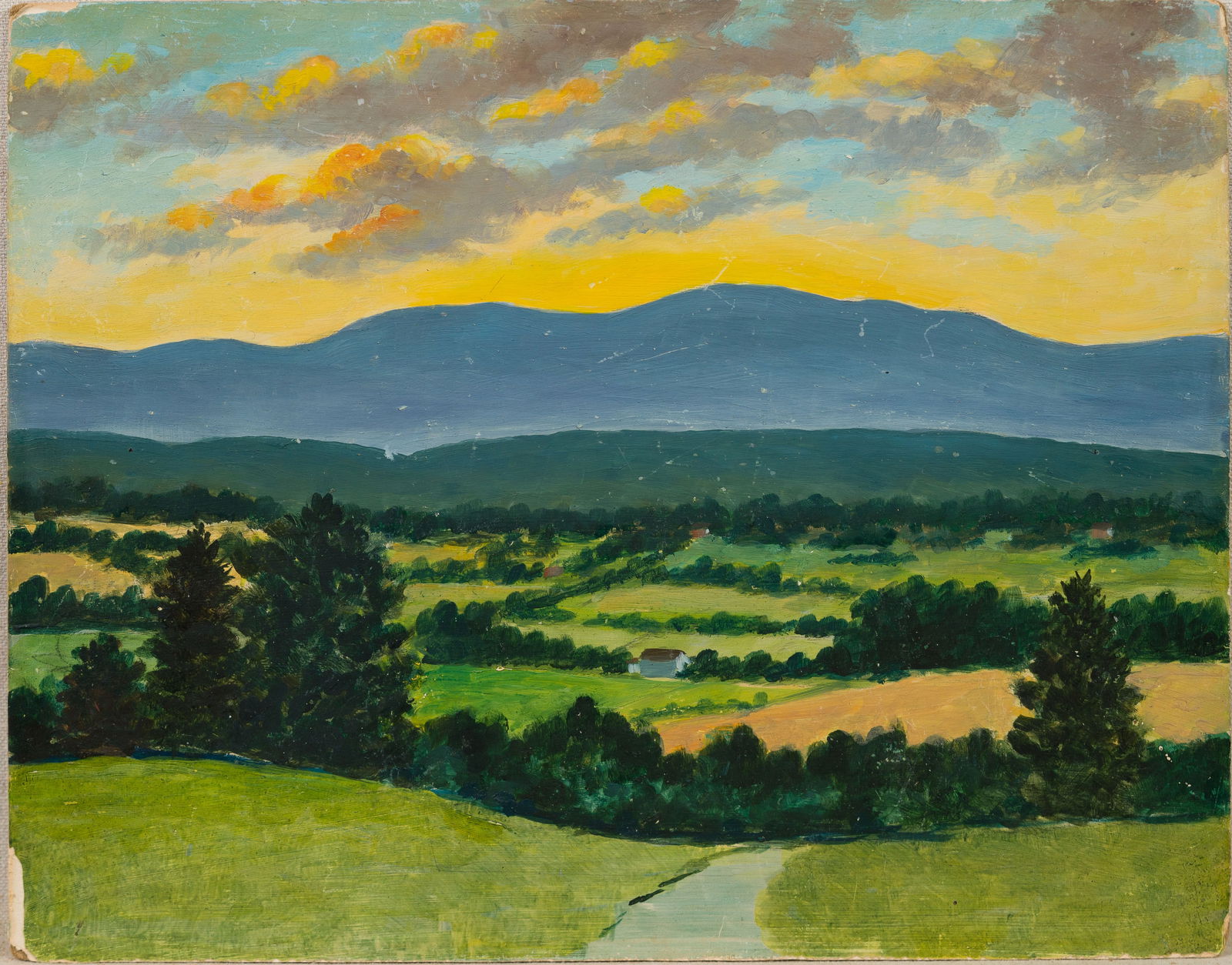 Stephen Kirk Signed Catskill NY Upstate Mountain Lake Landscape Original Signed Sunset Oil Painting (1 of 4)