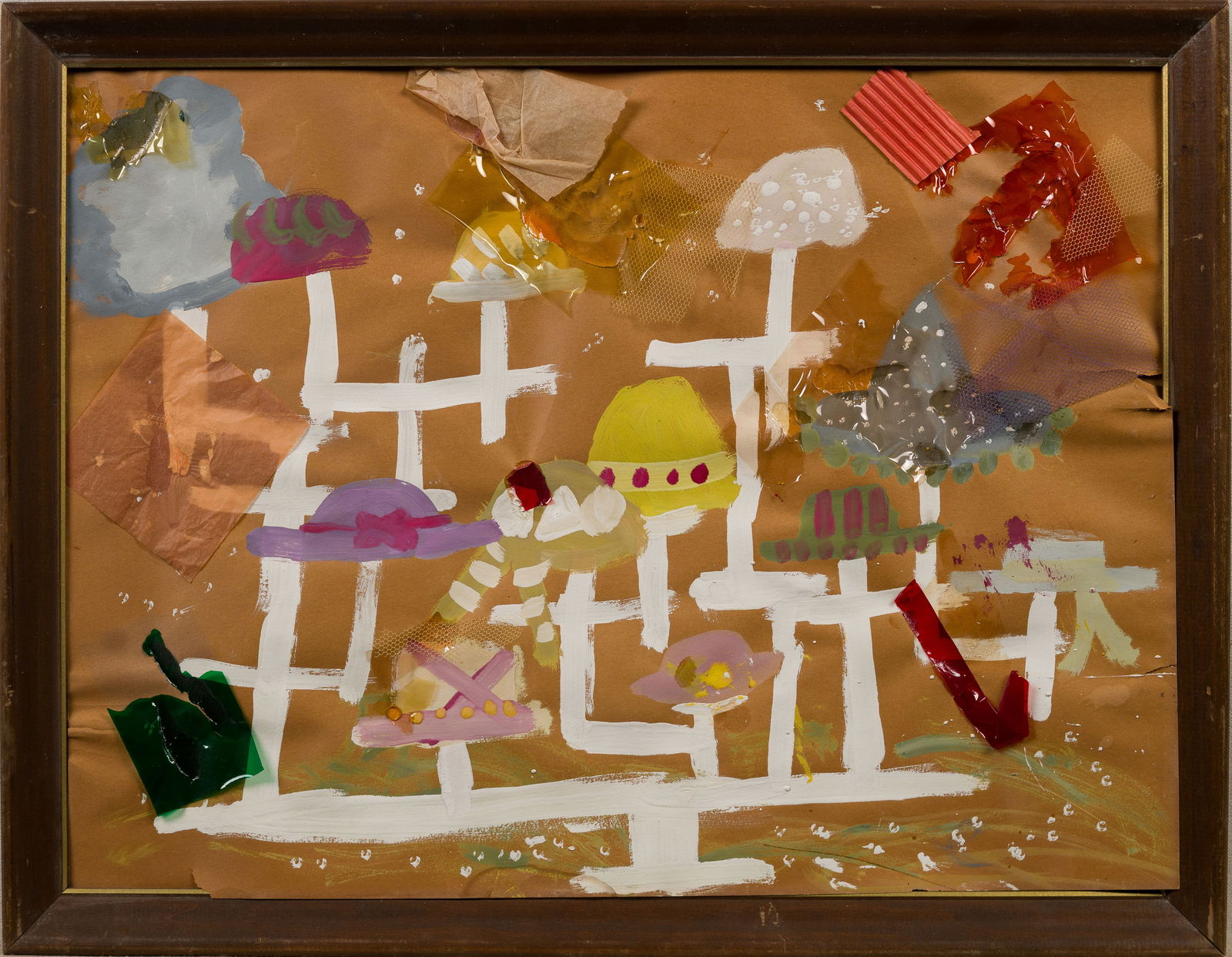 Vintage Outsider Art Collage Hats on Stand Abstract (1 of 4)