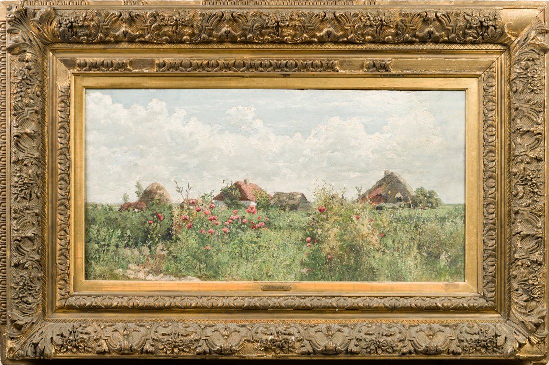 Walter Maxwell MacEwen 1860-1943 Antique Large Impressionist Wild Flower Landscape Oil Painting: Oil on canvas. Framed. Signed. Image size, 31L x 16H.