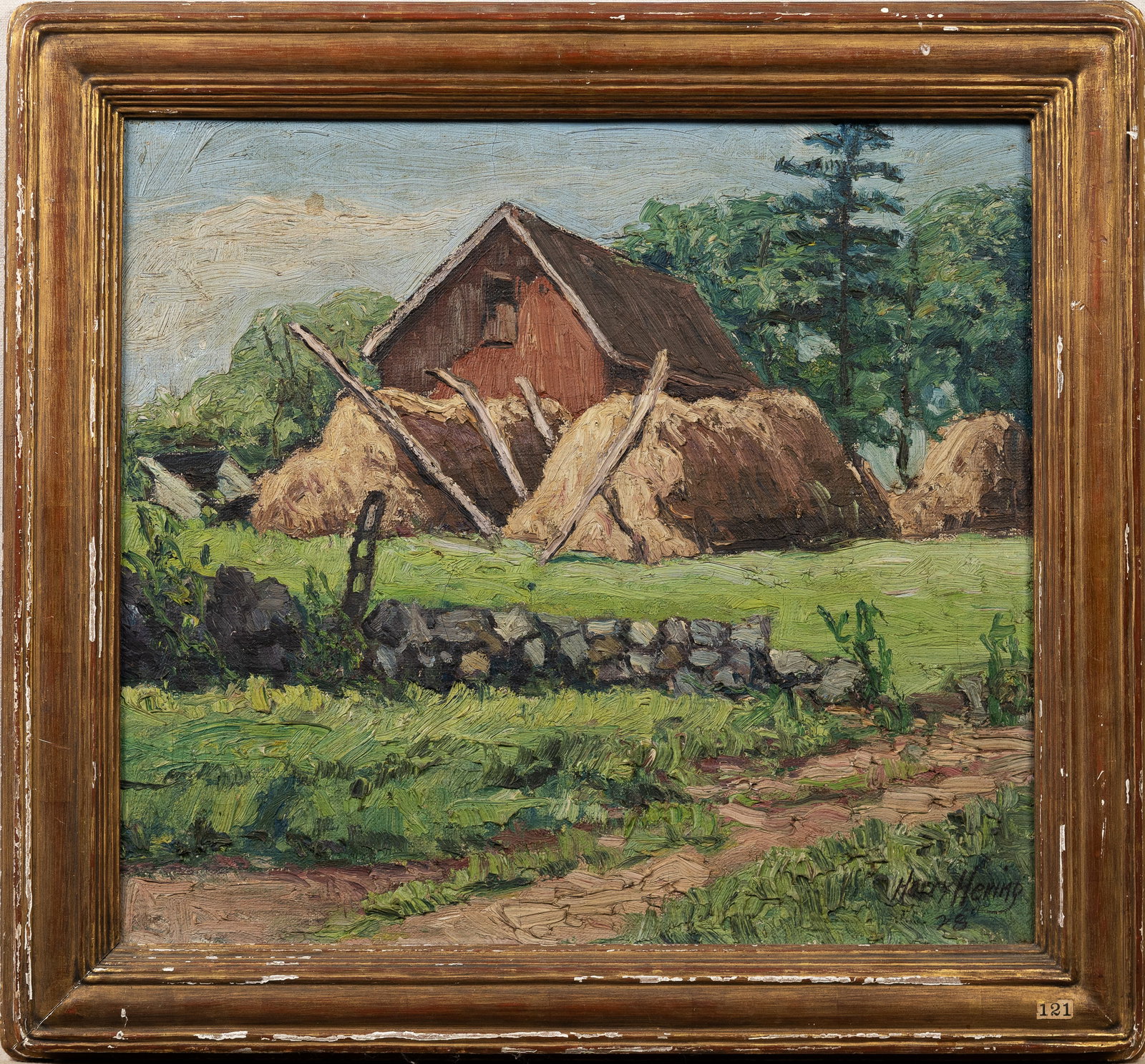 Harry Hering (1887 - 1967) Exhibited 1928 Upstate New York Farm Landscape Newcomb Macklin Frame (1 of 6)