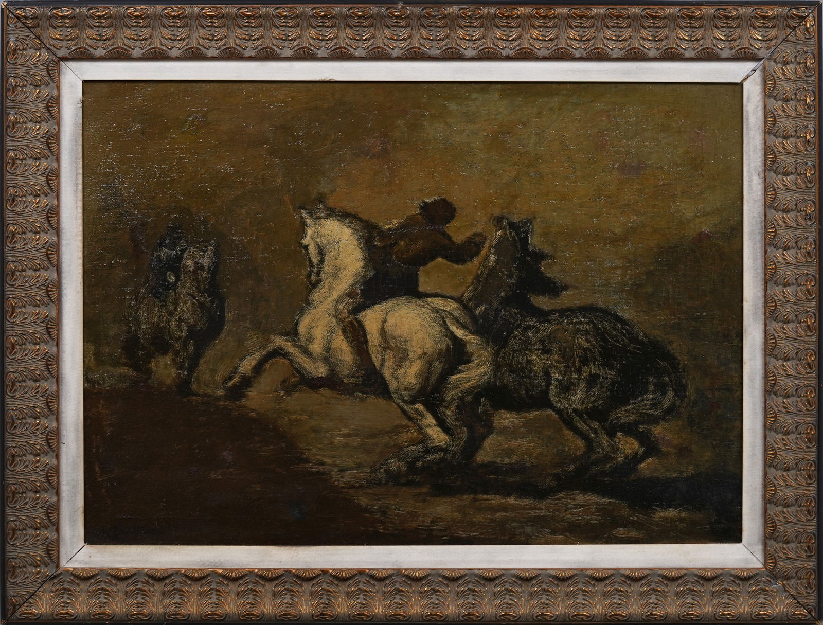 Antique Oil Painting Attributed to Honoré Daumier (1808-1879) Horse Landscape Oil Painting (1 of 7)