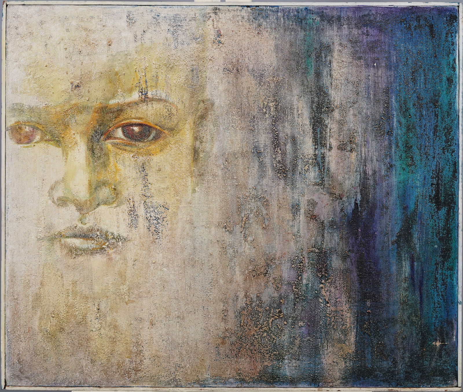 Vintage American School Abstract Portrait Oil Painting Mid Century Modern Outsider Art (1 of 4)