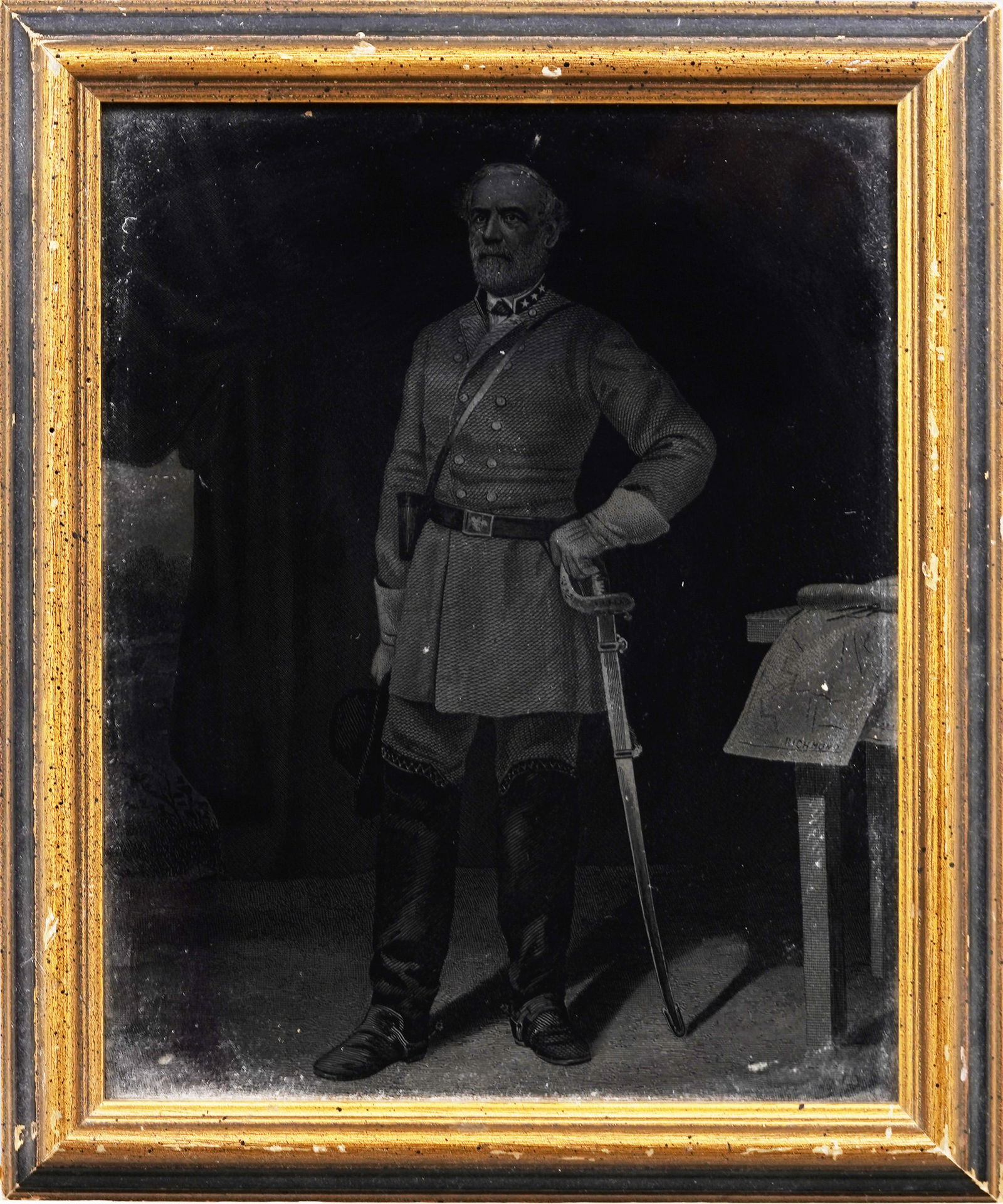 Vintage Framed Print on Glass of Robert E Lee (1 of 5)