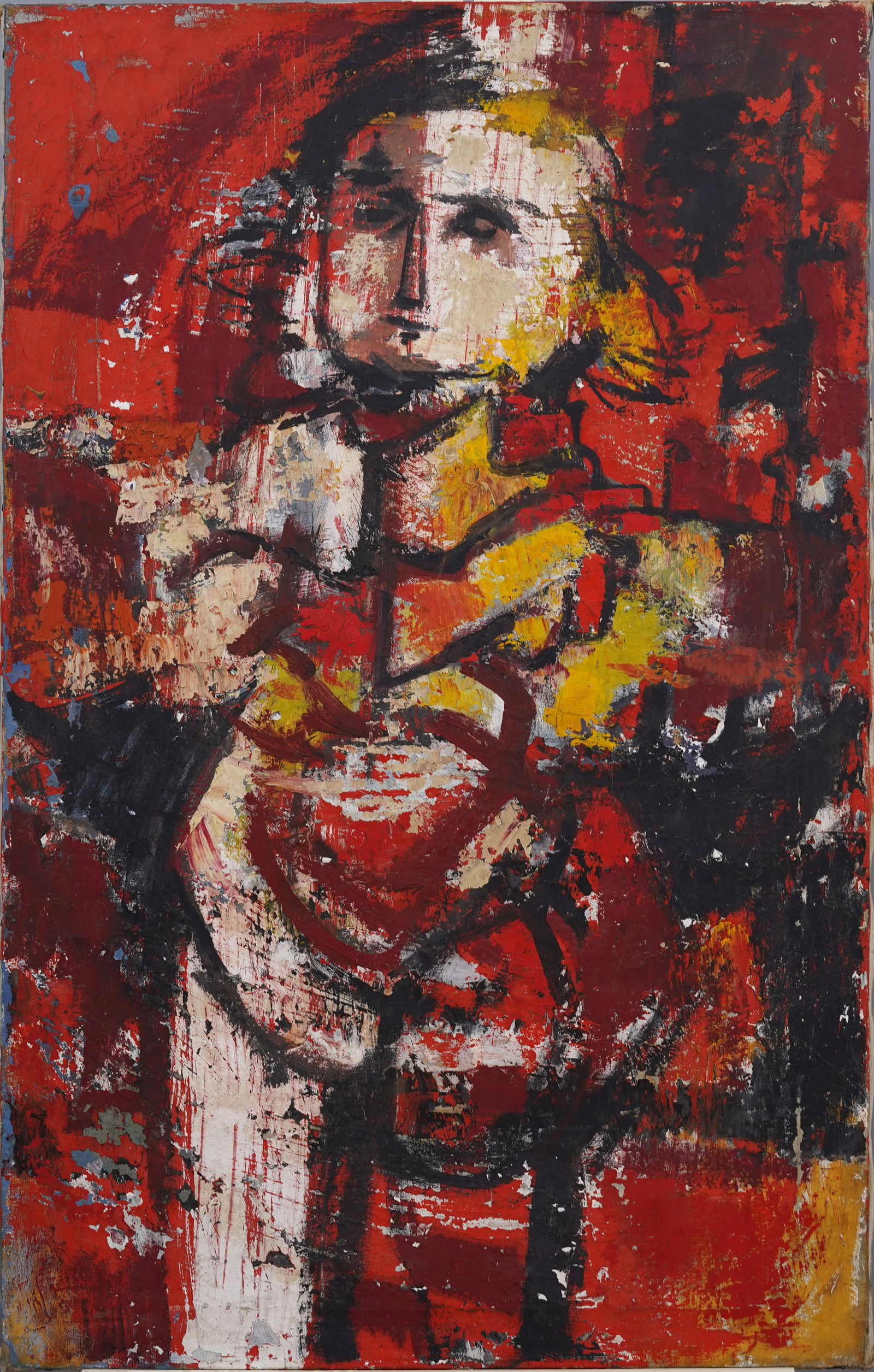 Large Antique American Abstract Expressionist Portrait Original Oil Painting Signed LeBlanc (1 of 6)