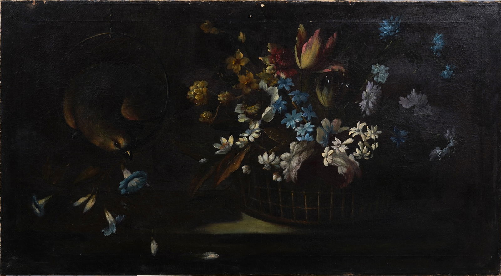 Large Old Master European School Flower and Bird Still Life Oil Painting (1 of 6)