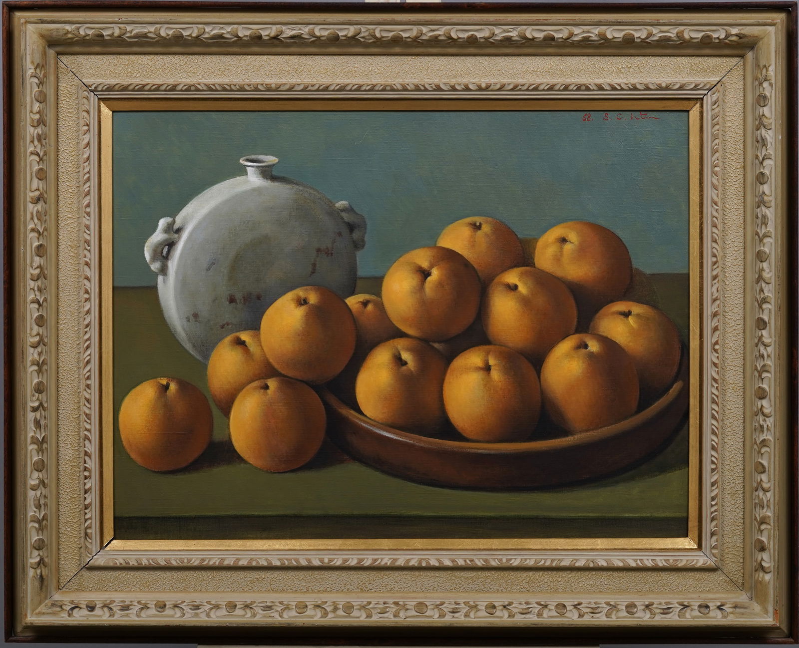 Superbly Painted American Trompe L'Oeil Realist Orange Still Life Framed Signed Oil Painting (1 of 7)