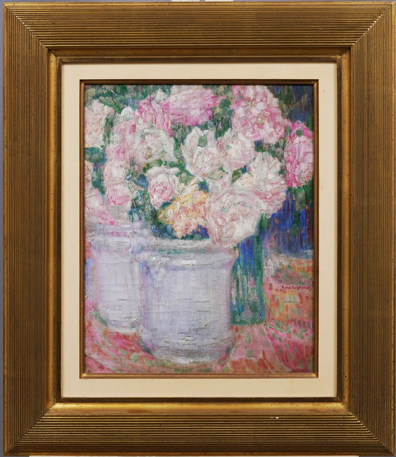 Albert Holsbeeck 1877-1948 Antique French Impressionist Flower Still Life Rare Original Oil Painting: Antique French oil painting of flower by Albert Holsbeeck (1877 - 1948). Oil on canvas. Signed. Framed. Please see all images for condition and size.