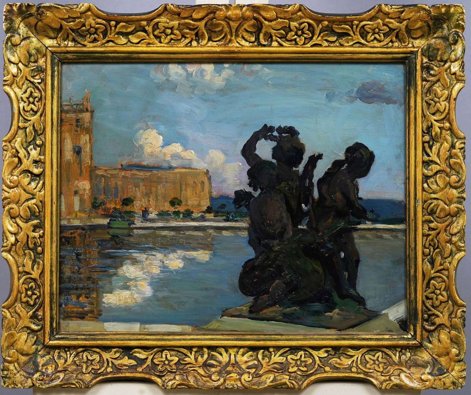 Antique Finely Painted French Impressionist Versailles Palace Paris Framed Original Oil Painting: Antique French impressionist oil painting of Versailles. Oil on board. Framed nicely. Please see all images for condition and size.
