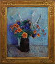 Major Museum Quality Antique American Impressionist Flower Still Life Original Oil Painting