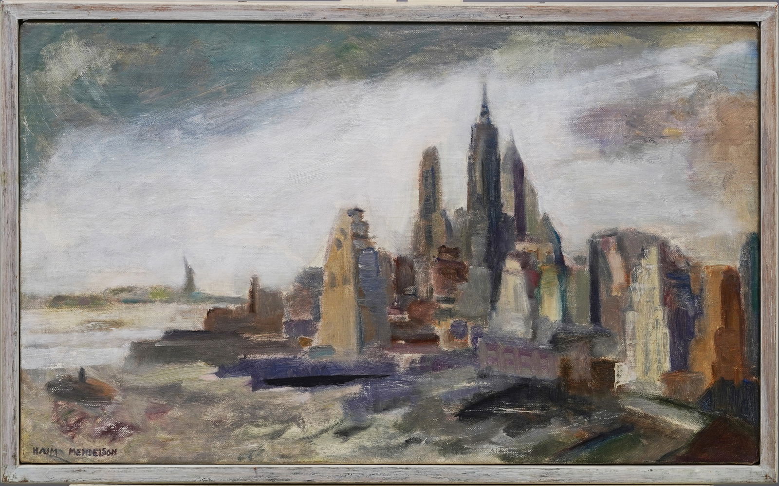 Signed Ashcan School New York City Cityscape Framed Antique American Original Oil Painting (1 of 6)
