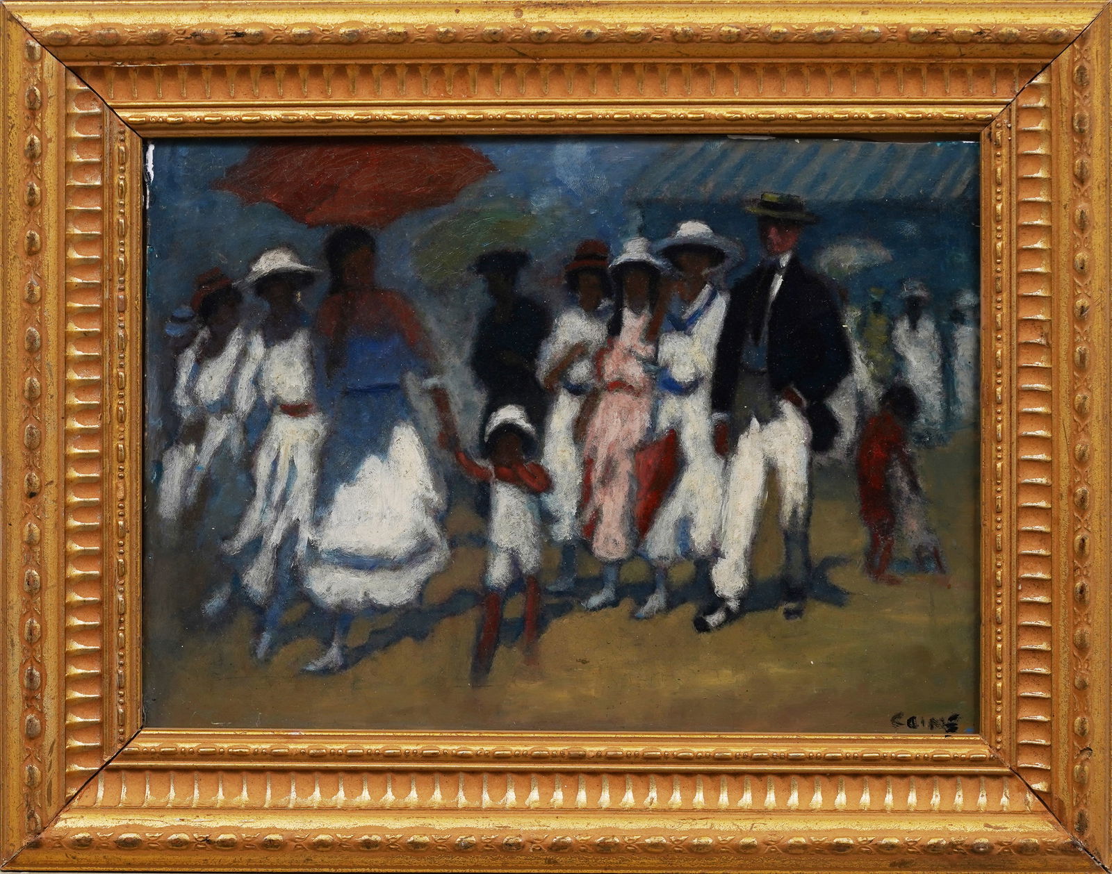 Osmund Caine 1914-2004 Signed English Beach Scenne Antique Original Framed Oil Painting (1 of 6)