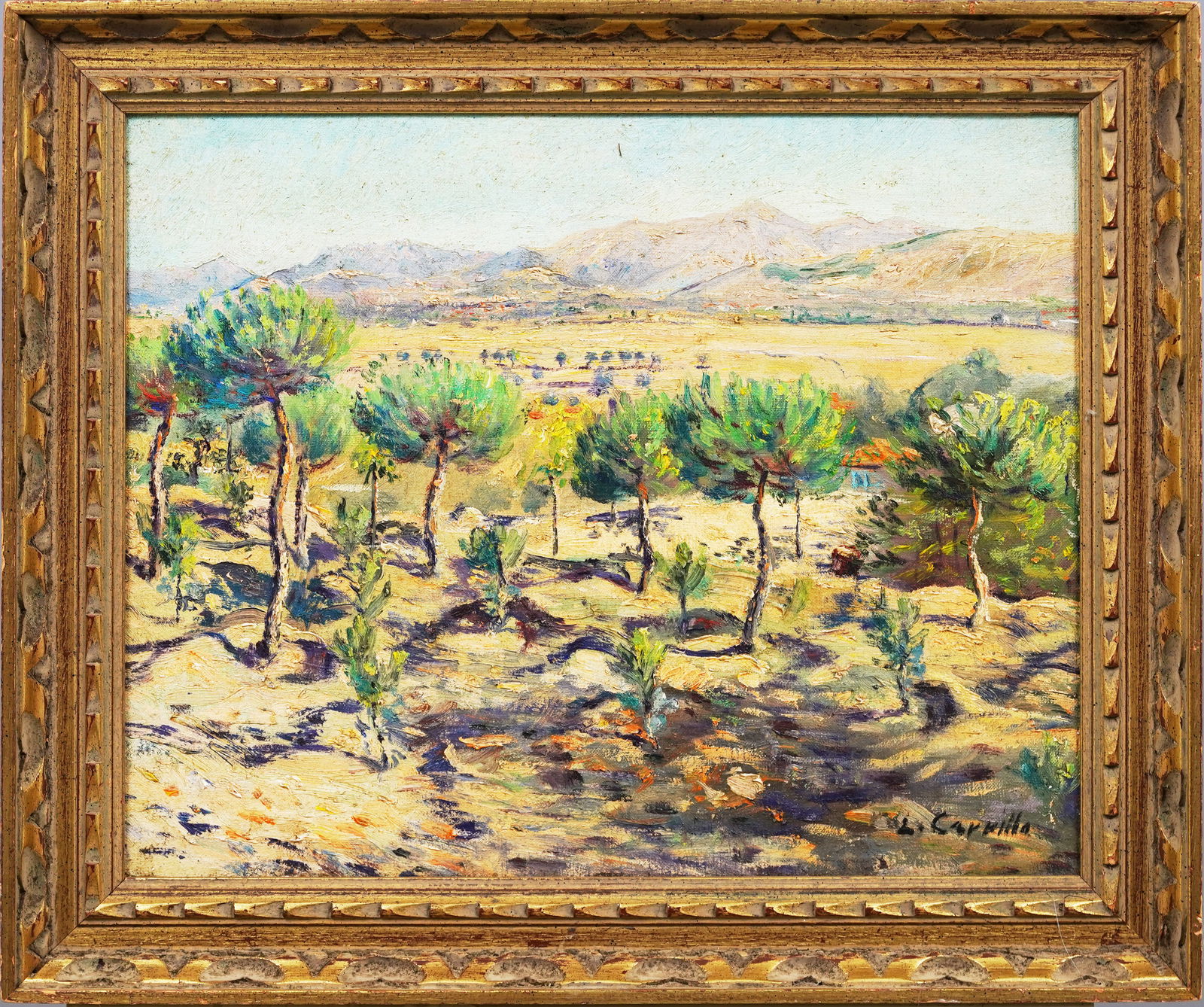 Signed Antique American Original Framed California Desert Mountain Valley Landscape Oil Painting (1 of 6)
