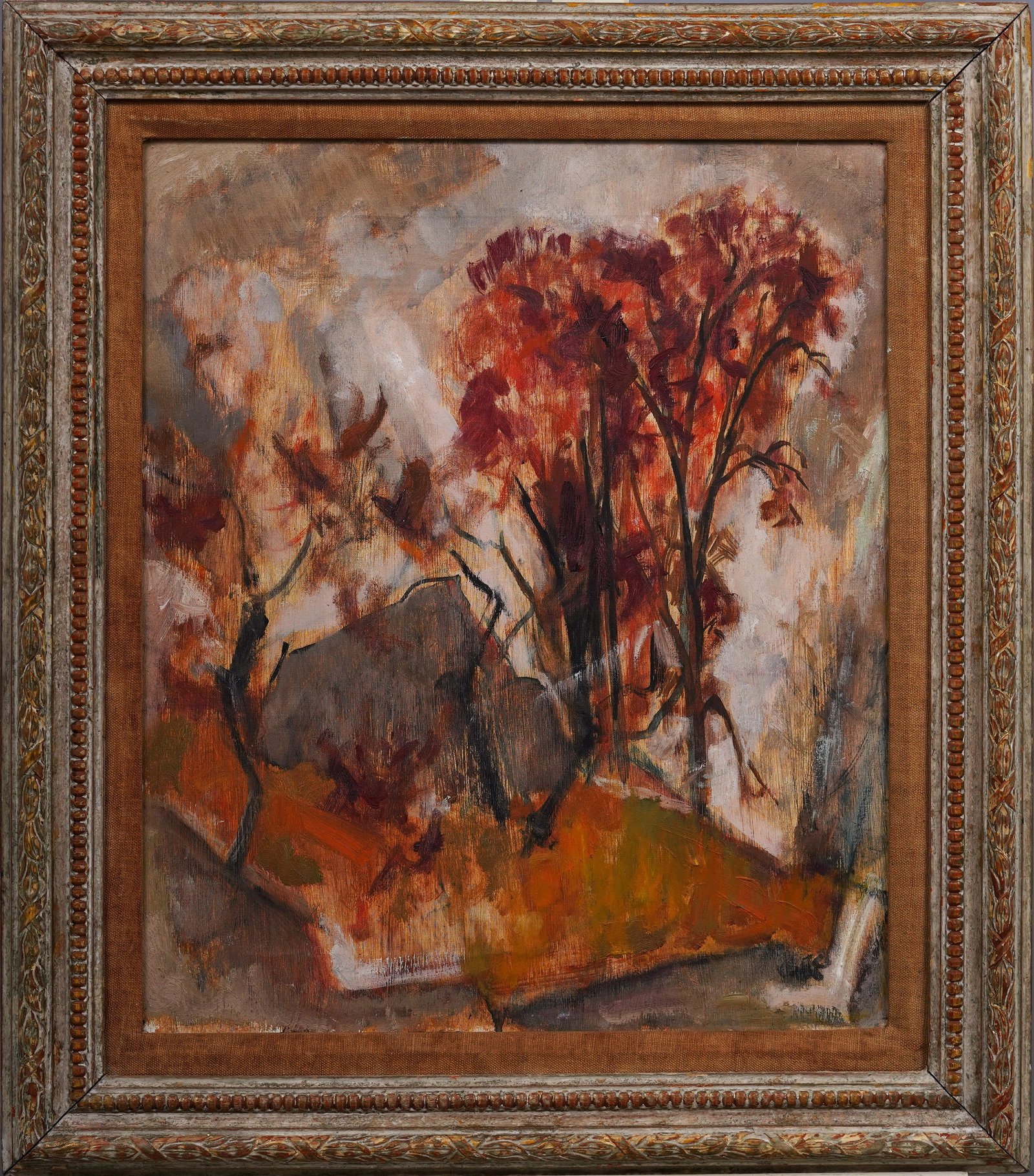 Antique American School Cubist Landscape Nicely Framed Original Oil Painting (1 of 7)