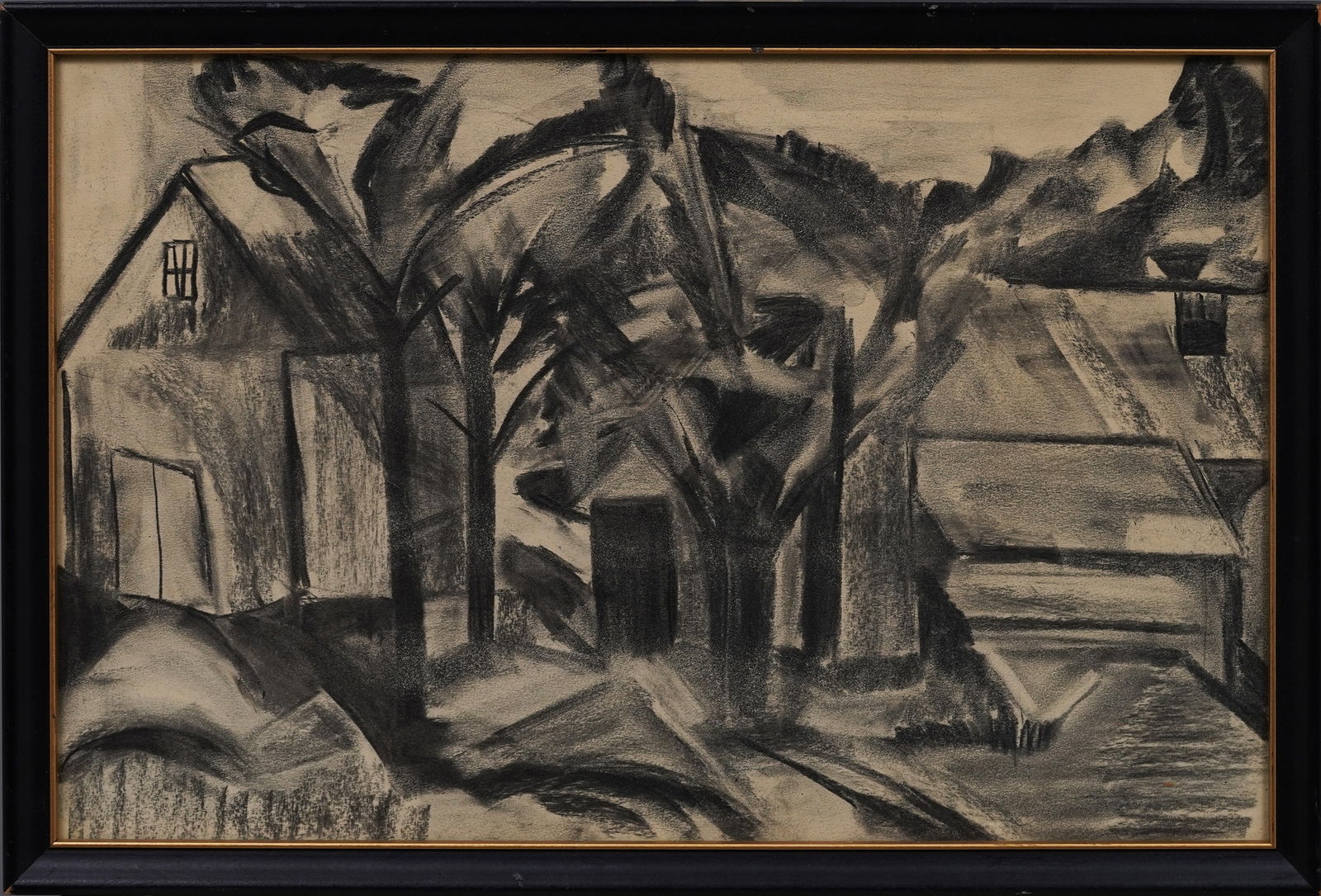 Antique American School Cubist Drawing Original Framed Modern Art (1 of 5)