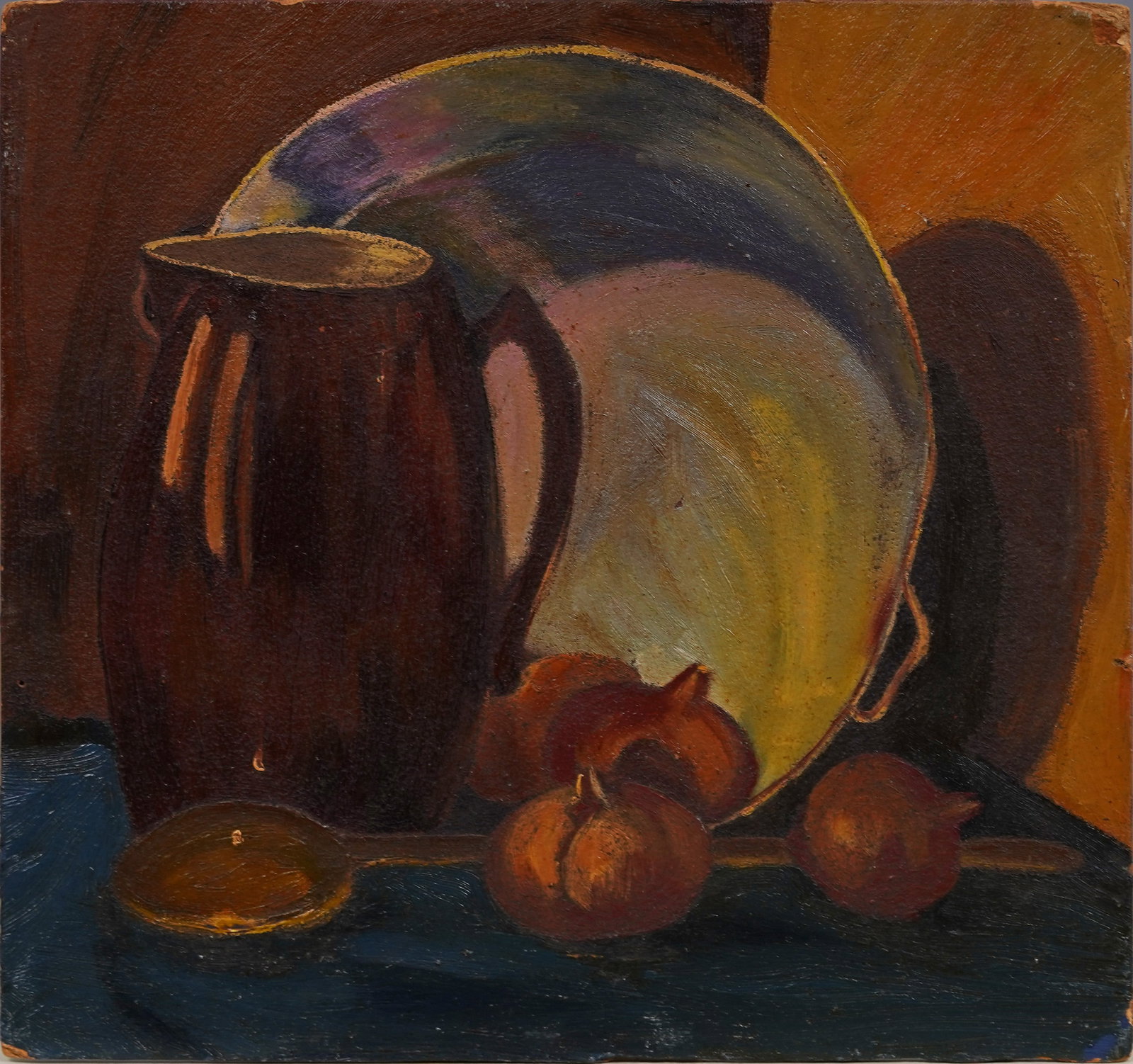 Antique American Impressionist Kitchen Still Life Copper and Onions Original Early 1900 Oil Painting (1 of 5)