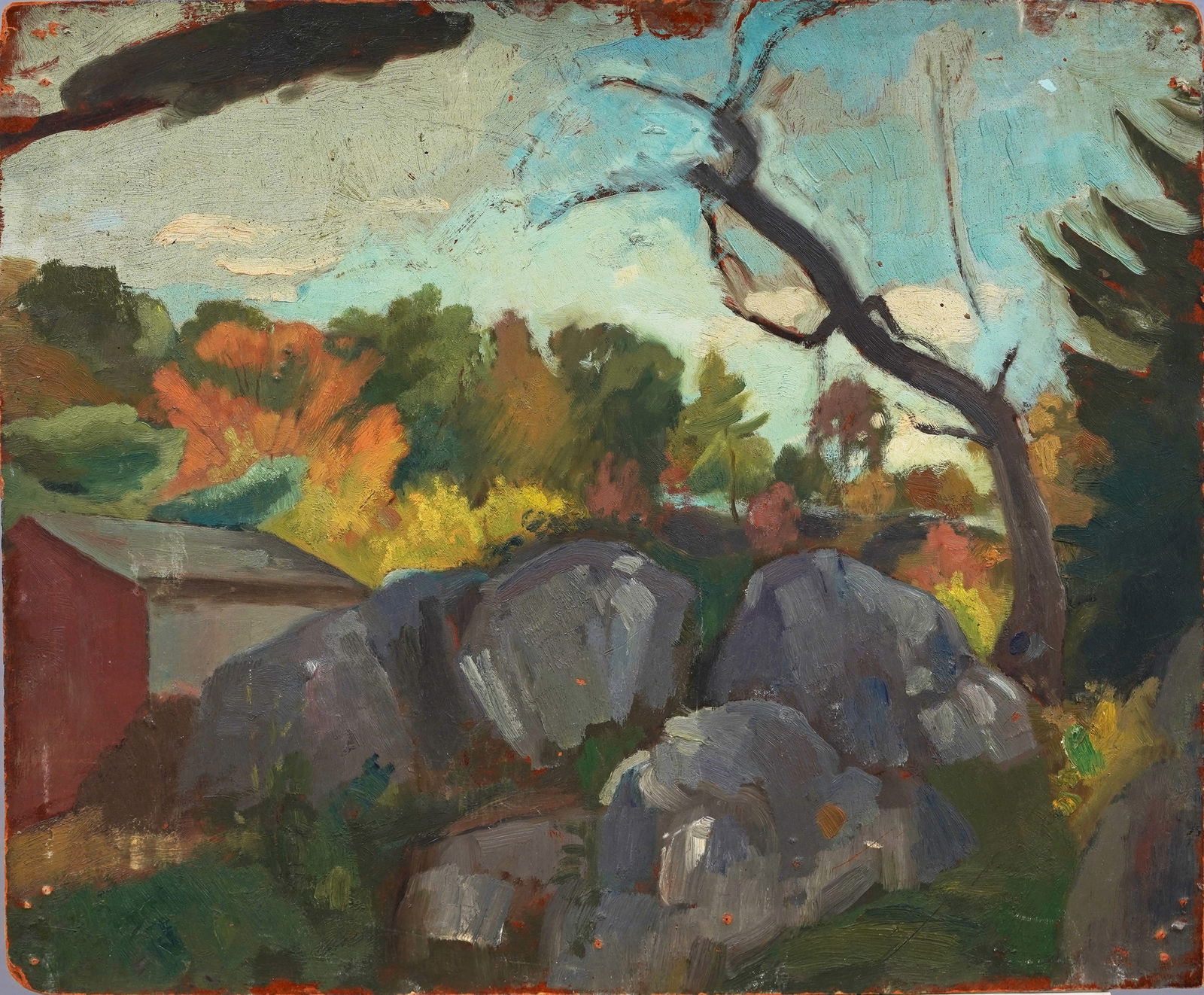 Antique American Modernist Upstate New York Landscape Original Oil Painting (1 of 4)