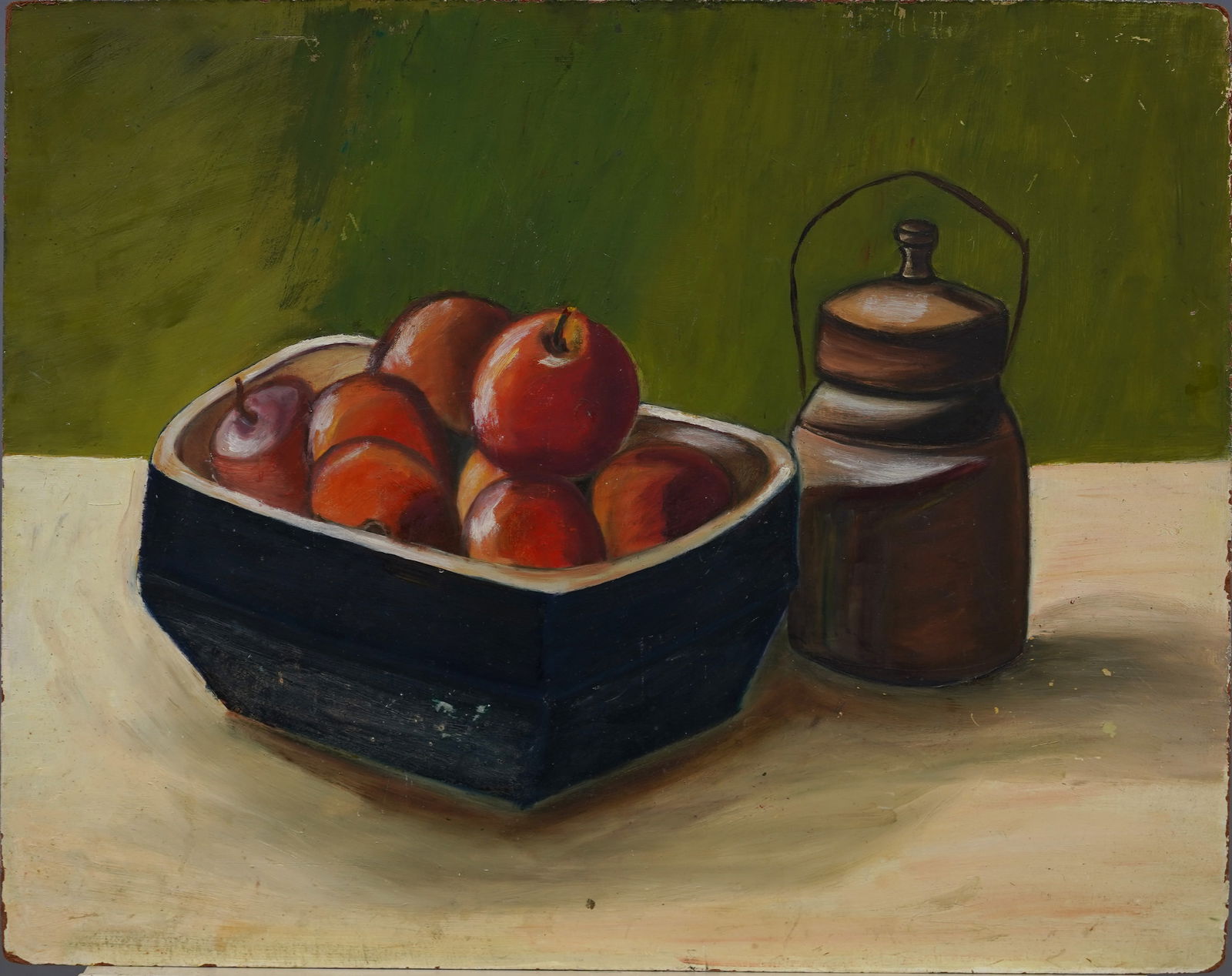 Antique American School Modernist Fruit Still Life Original Oil Painting (1 of 4)