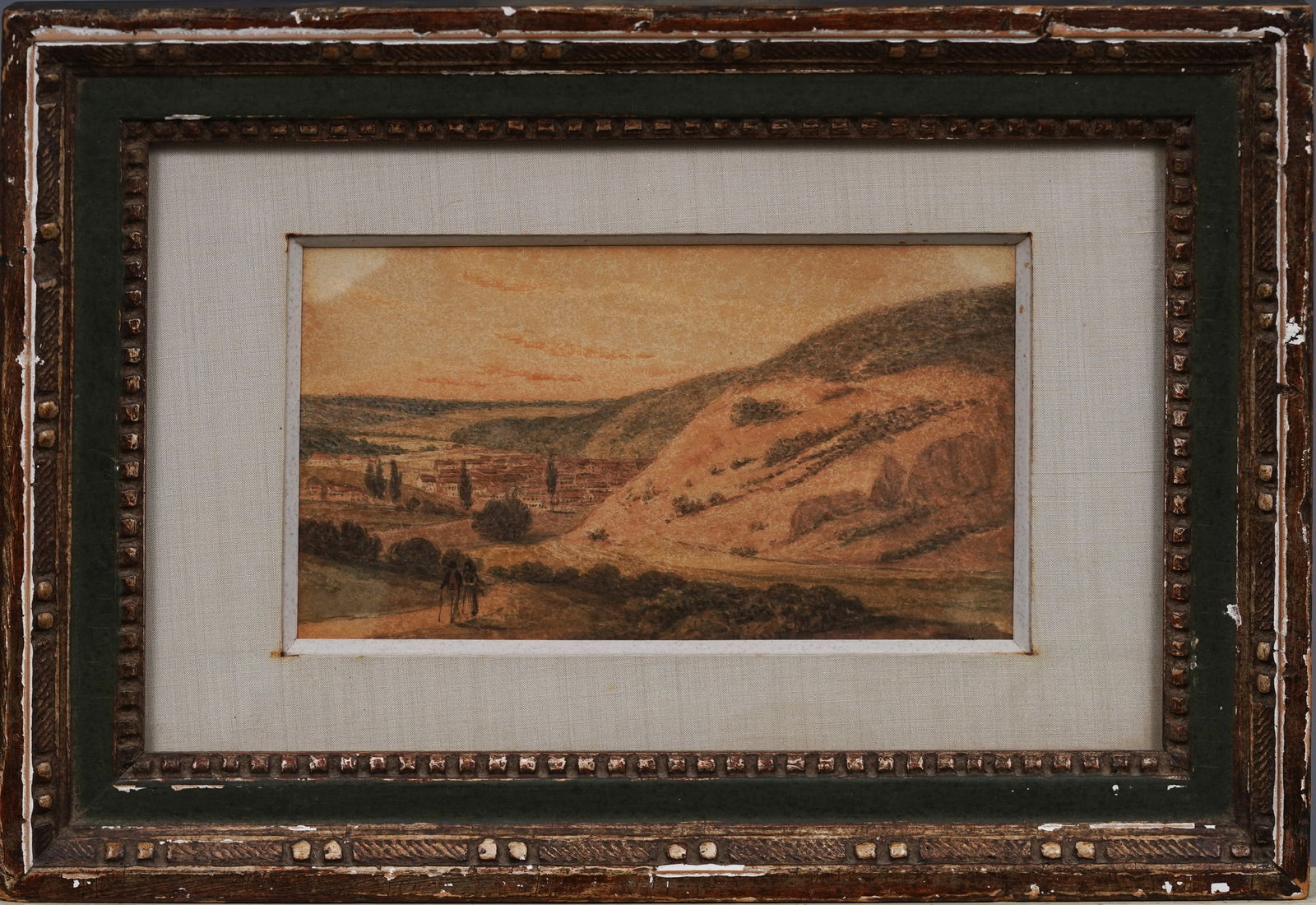 Antique Italian Countryside 19th or 18th Century Watercolor Framed Painting: Antique Italian watercolor painting. Provenance from Karl Mann gallery, 5th Ave New York. Framed. Please see all images for condition and size.