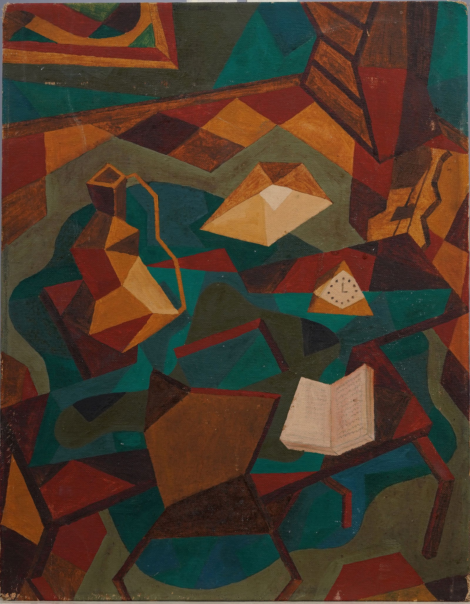 Antique American 1930's Cubist Important Original Modernist Abstract Interior Oil Painting (1 of 6)