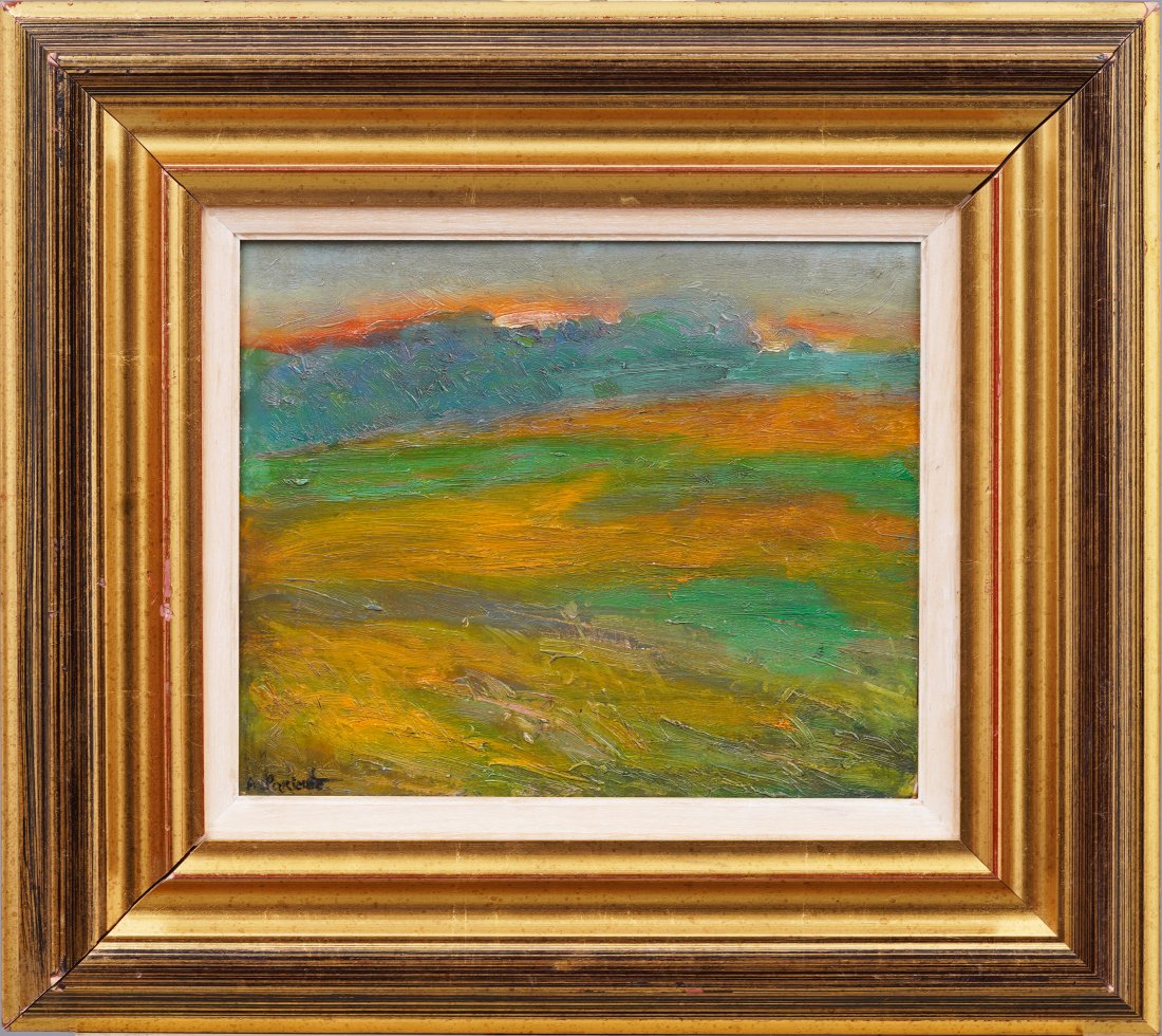 Important Early Abstract Sunset Landscape Nicely Framed Oil Painting by Abraham Pariente (1 of 6)