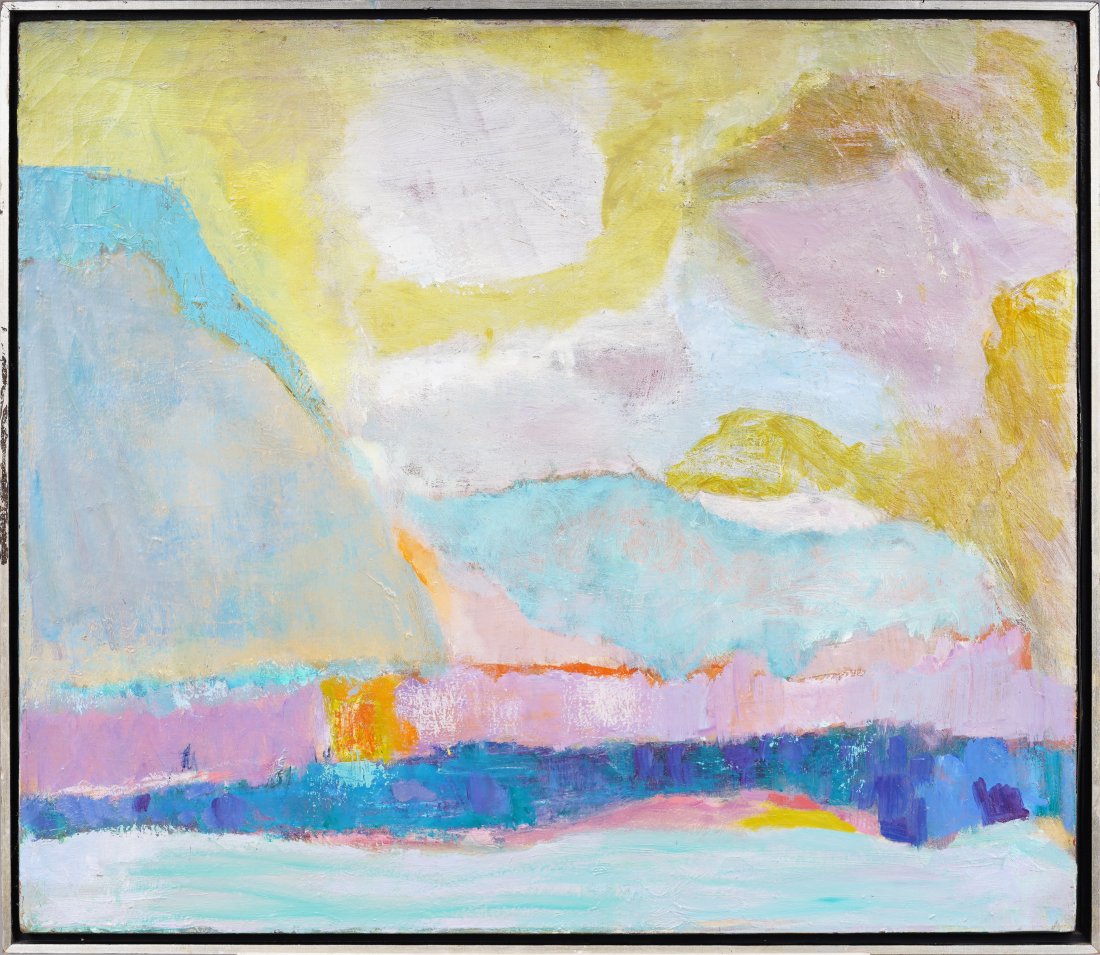 Antique American Fauvist Abstract Sunset Landscape Silver Leaf Modernist Frame Oil Painting (1 of 7)