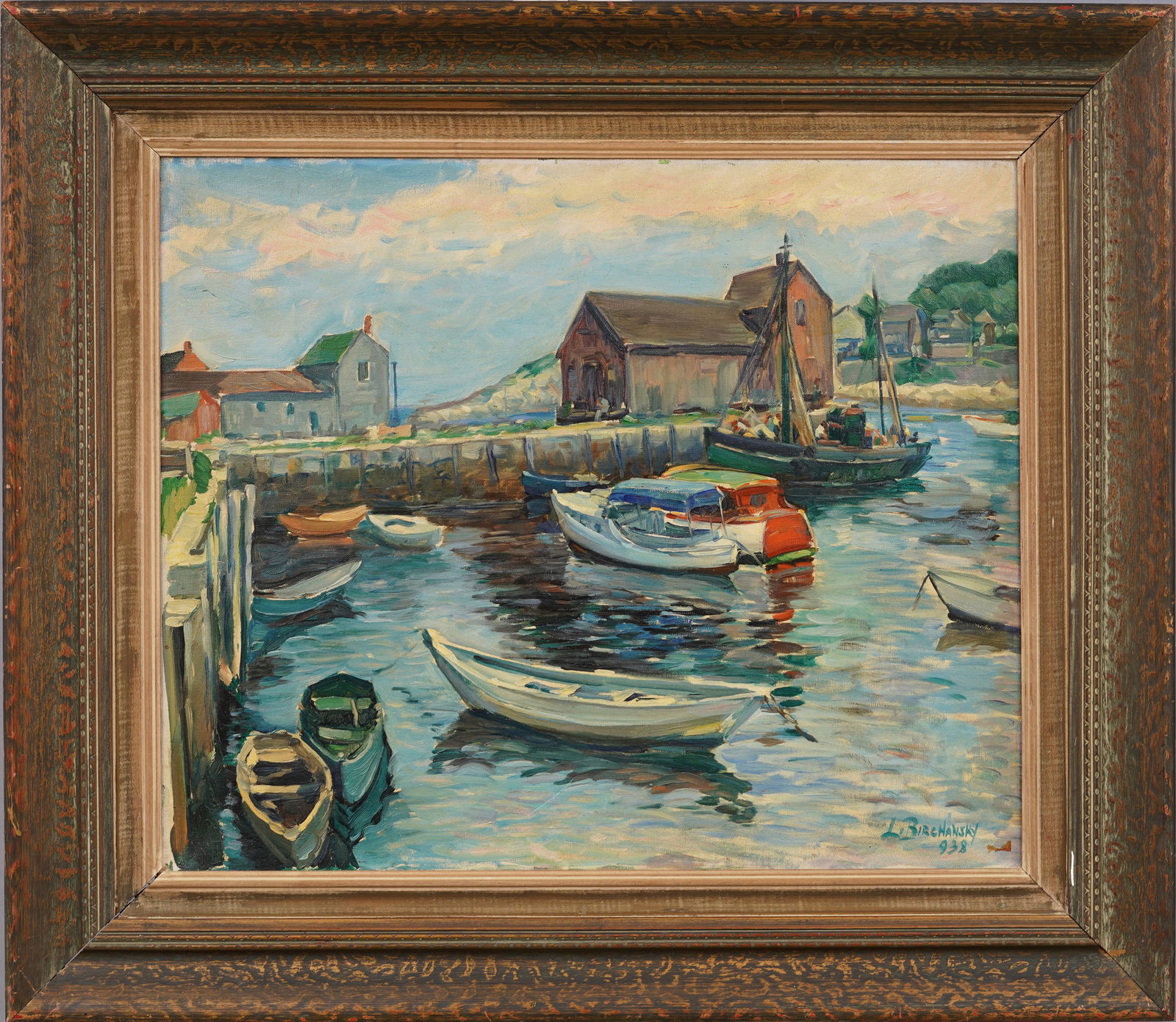 Leo Birchansky (1887 - 1949) Antique Russian American Signed Exhibited Original Oil Painting: Antique Russian American impressionist oil painting. Oil on canvas. Signed. Framed. Please see all images for condition. Size is measured and written on the back of the painting. The first size is the