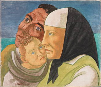 Ernest Fiene (1894 - 1965) Antique American Modernist Immigrant Family Portrait Rare Oil Painting (1 of 6)