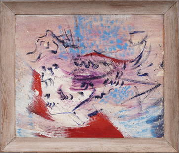 Important Abstract Expressionist Framed Vintage American Original Oil Painting: Antique American oil painting. Oil on board. Framed. Please see all images for condition. Size is measured and written on the back of the painting. The first size is the overall size, the second size