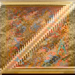 Vintage Framed Chinese Modernist Abstract Original Oil Painting Surreal Symbolist: Antique Chinese oil painting. Oil on canvas. Signed. Framed. Please see all images for condition. Size is measured and written on the back of the painting. The first size is the overall size, the seco