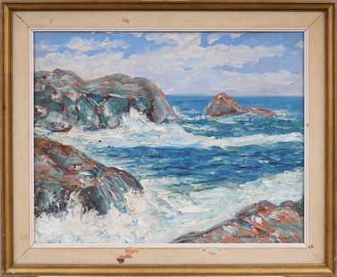 Howard Burt 1871-1962 Signed Antique American Impressionist California Coastal Oil Painting: Antique American oil painting. Oil on board. Signed. Framed. Please see all images for condition. Size is measured and written on the back of the painting. The first size is the overall size, the seco