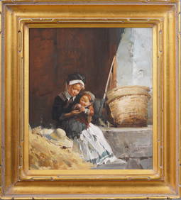 Mian Situ (Born 1953) Antique Chinese American Family Portrait Framed Original Oil Painting (1 of 6)