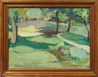 Important Early American Modernist Fauvist Landscape Framed Vintage Original Oil Painting: Antique American oil painting. Oil on canvas. Framed. Please see all images for condition. Size is measured and written on the back of the painting. The first size is the overall size, the second size