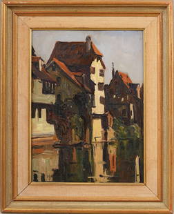 Antique European Dutch Cityscape Canal Scene Signed MB Original Oil Painting: Antique European oil painting. Oil on board. Signed. Framed. Please see all images for condition. Size is measured and written on the back of the painting. The first size is the overall size, the seco