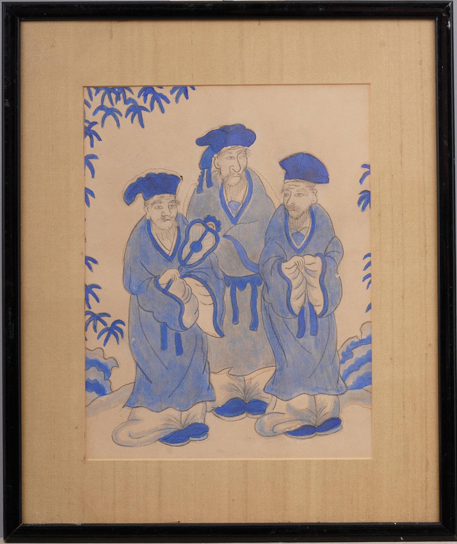 Antique European School Three Wise Men Portrait  Original Watercolor Painting (1 of 5)