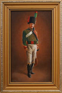 Antique European Signed Military Male Portrait Framed Original Oil Painting: Antique European oil painting. Oil on board. Signed. Framed. Please see all images for condition. Size is measured and written on the back of the painting. The first size is the overall size, the seco